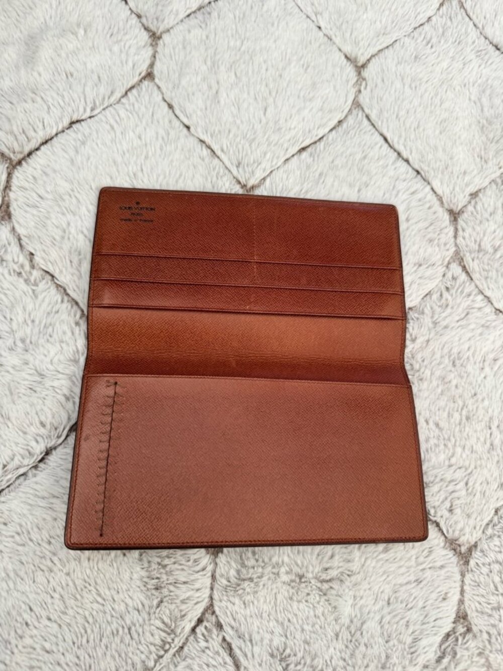 Authentic LOUIS VUITTON Vintage Brown Leather Bifold Long Wallet Billfold France - Picture 2 of 6